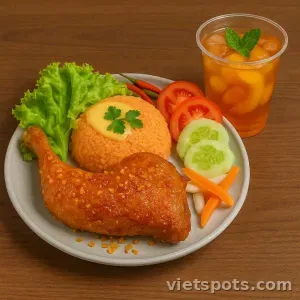 Combo Cơm Gà Mắm Tỏi Góc 4 + Trà Đào