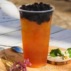 Trà Đào trân châu đen ly khổng lồ