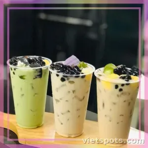 Trà sữa vị việt quất full topping