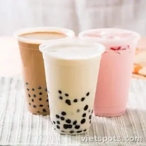 Trà sữa vị đào full topping