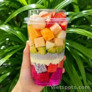 Combo Trái cây dầm sốt đặc biệt + Sữa chua + Flan Caramen Homemade