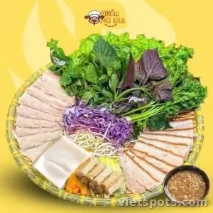 Bánh tráng cuốn thịt heo ba chỉ hấp