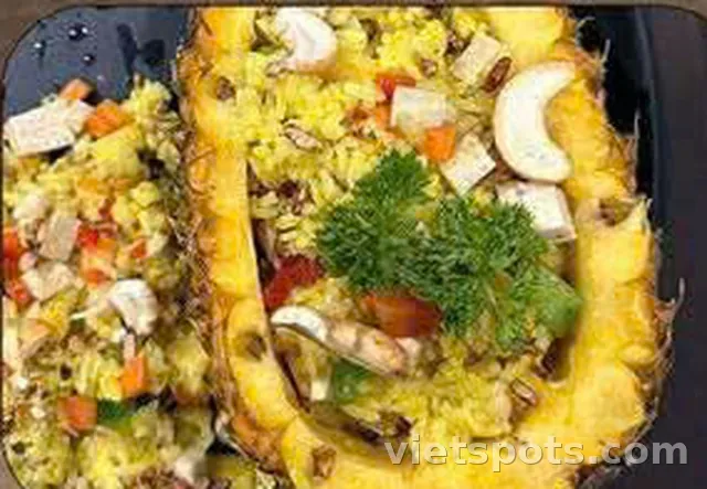 Жареный рис с ананасом