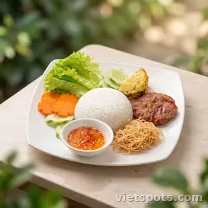 Cơm sườn bì chả chay