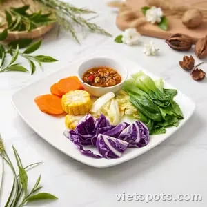 Rau củ luộc kho quẹt chay