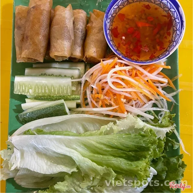 Fried Shrimp Rolls with Mustard Greens