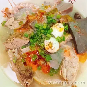 Vietnamese Thick Noodle Soup with Meat and Pork Offal