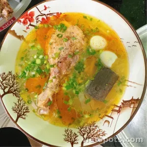 Vietnamese Thick Noodle Soup with Large Duck Leg