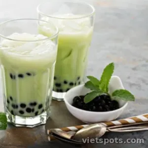 Mint Milk Tea with Extra Jelly