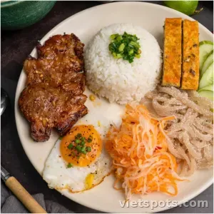 Grilled Pork Chop Rice with 2 Slices of Cha