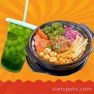 激辛牛肉麺 + タイバジル茶